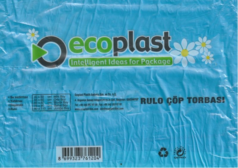 Ecoplast Çöp Poşeti Jumbo Boy 80*110 Mavi
