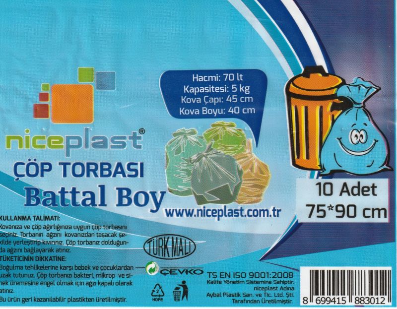 Nice Çöp Poşeti Battal Boy Mavi 75*90cm